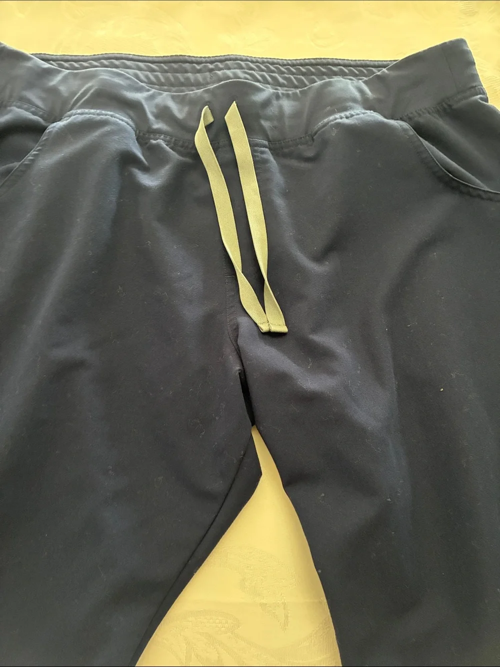 Figs Men's Black Jogger Pants with Tan Drawstring